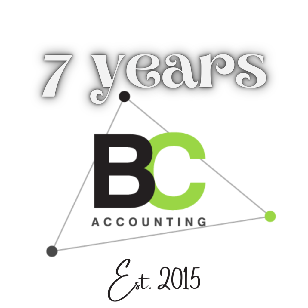 BC Accounting Services 7 years badge. a huge business lesson.